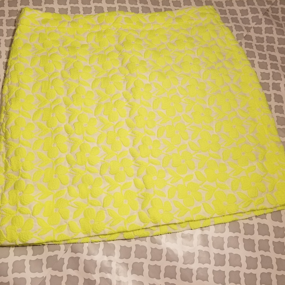 J crew embroidered neon mini skirt.